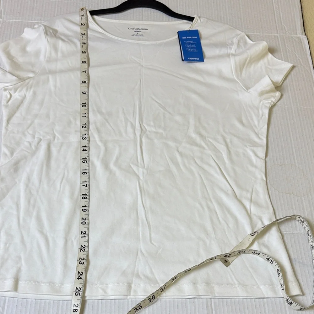 NWT Croft & Barrow White Pima Cotton Tee Sz L Classic Minimalist Wardrobe Basic - Picture 9 of 10